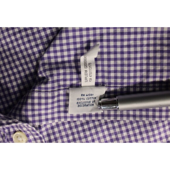 Polo Ralph Lauren Purple Gingham Check Men’s Shirt XXL Green Pony Dress Shirt - Picture 9 of 12